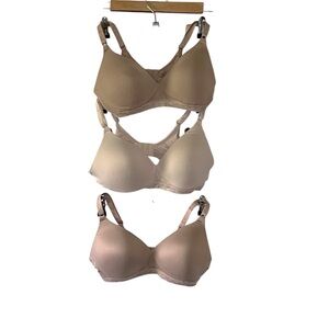 Warners Lot Of 3 Ultra Soft Wire free Contour Bras Size 36B Style 01269